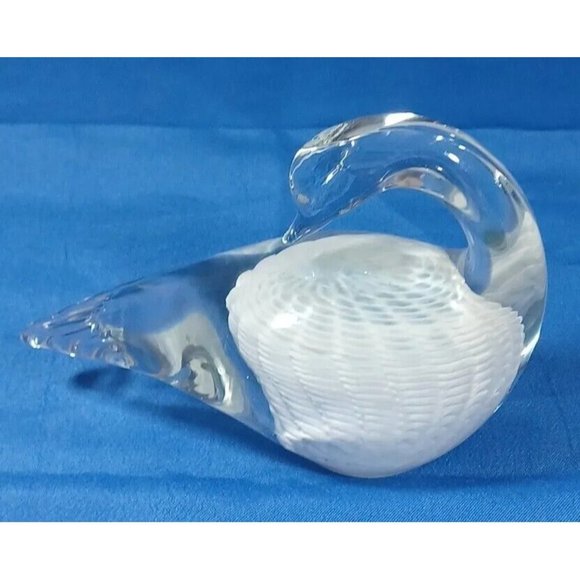 Pair FM Konstglas Marcolin Ronneby Cased Glass Swan White Feathers Paperweight - Picture 3 of 14